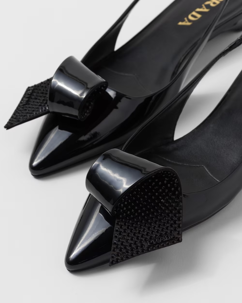 Patent leather slingback pumps